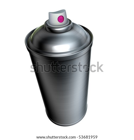 brushed metal graffiti spray can on a white background