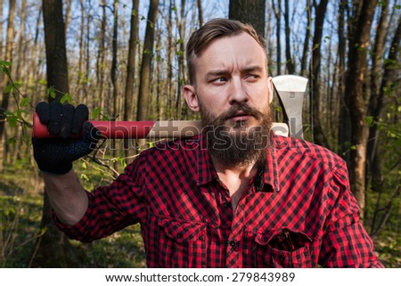 lumber jack hipster lumbersexual men man wood forest axe