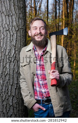 men lumber jack sexual axe wood forest