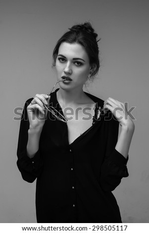 business woman sexy serious portrait studio