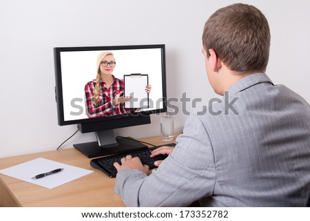 business man working with personal computer in office