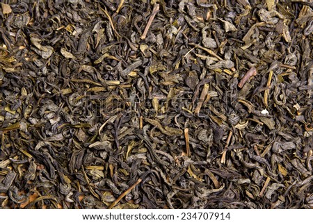 close up of dried black tea leaves