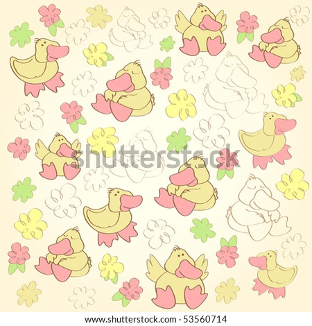 stock vector : cute background with the ducks for children