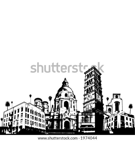 stock vector : old town city scape