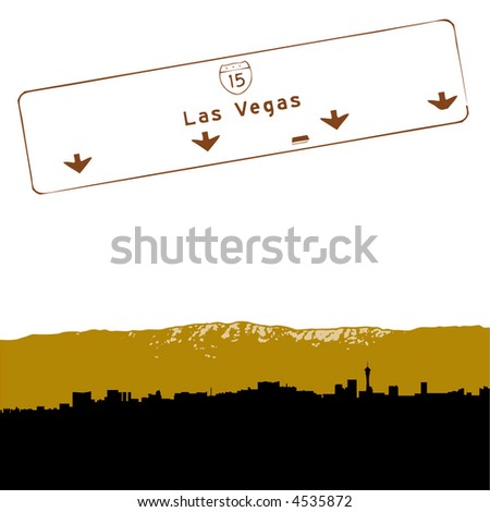 stock vector : Las Vegas skyline coming from the East