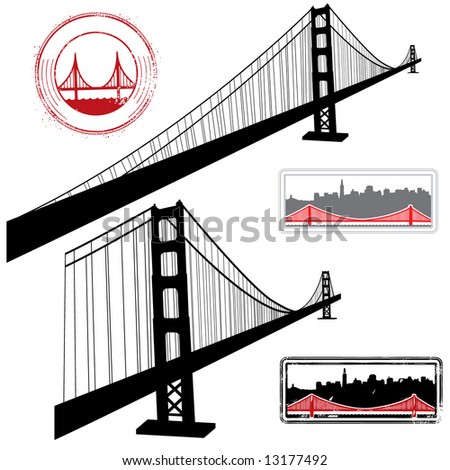 golden gate bridge drawing clip art. Golden Gate Bridge Vector