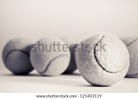 Group of tennis balls, sepia effected