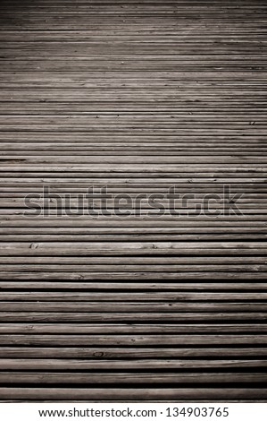 Old original vintage wood timber floor texture in perspective background