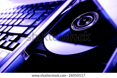 laptop with dvd blue tone