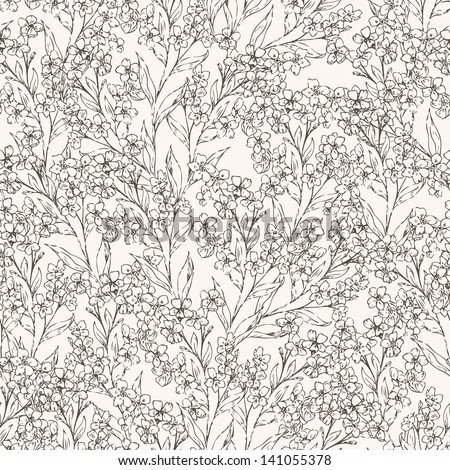 Flower simple seamless pattern . Summer floral background with forget-me-not flowers