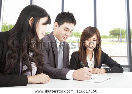 asian business team working in office