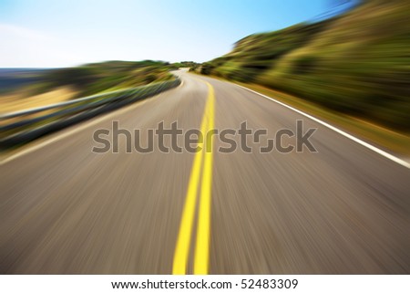 Hight speed driving on the empty road