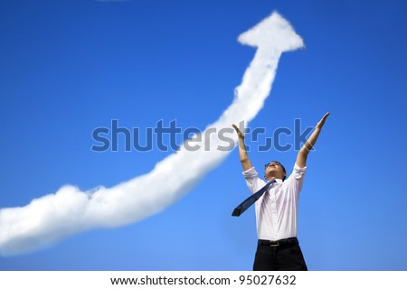 success businessman with business growing graph  cloud