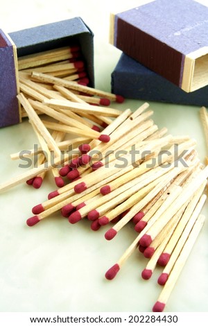 Match Sticks Photo of scattered match sticks and match boxes