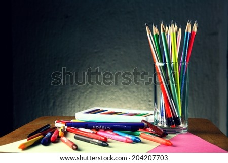 Different Colorful Art and Writing Materials Photo of Different Colorful Art and Writing Materials