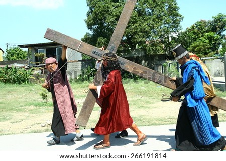 Reenactment of the Passion of Christ. Reenactment of the Passion of Christ in Cainta, Rizal in the Philippines. Held on Good Friday, April 3, 2015 as part of celebration of the Holy Week.