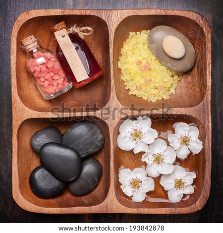 Spa , body care, manicure. Sea salt, Zen massage stones, essential oils and flowers