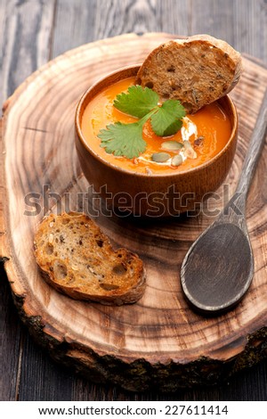 pumpkin soup and bread