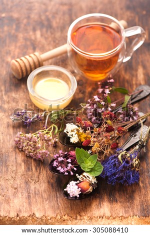 Herbal tea. Herbs and flowers, herbal medicine.