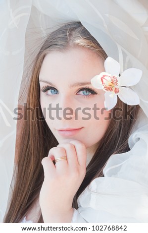 Beauty bride with orchid