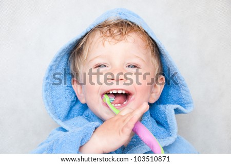 little baby boy with tooth brush