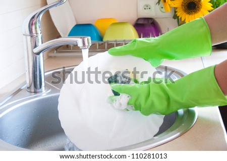 Washing dishes, housework