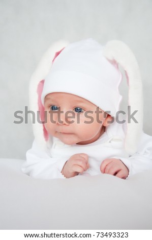 Newborn in rabbit hat
