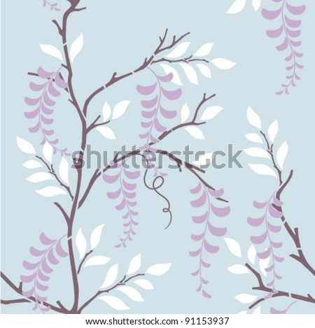 seamless pattern with wisteria flowers