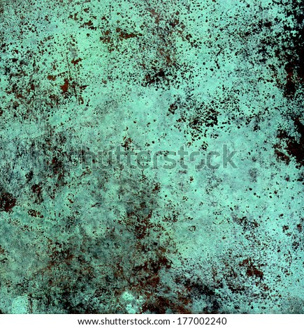 Detailed texture of copper with a blue-green patina