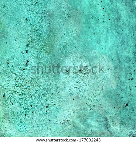 Detailed texture of copper with a blue-green patina