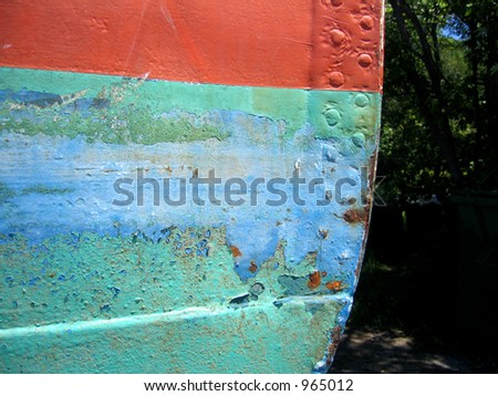 Peeling paint on steel boat hull #5