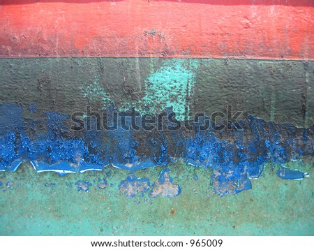 Peeling paint on steel boat hull #2