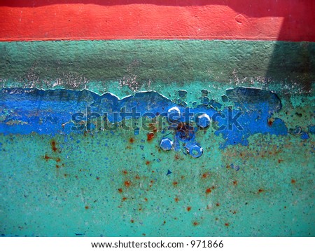 Peeling paint on steel boat hull #7