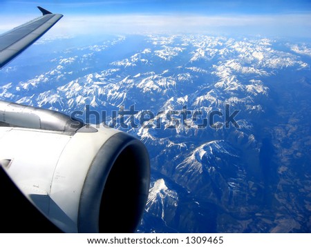 stock photo View from a jet plane over the Rocky Mountains