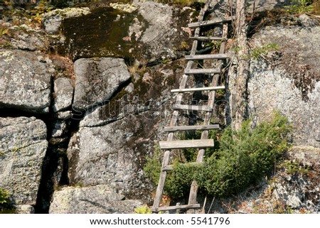 Old ladder on a rock cliff