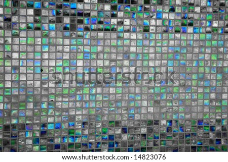 Turquoise colored mosaic squares