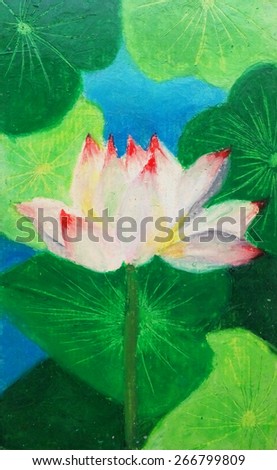 Original painting with oil pastel of water lily