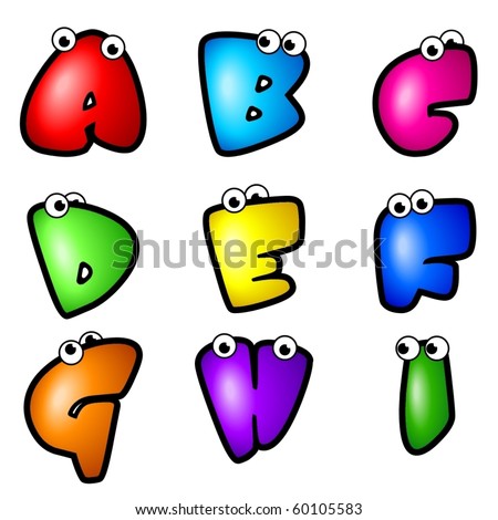 stock vector : A set of cartoon font type, letter A to I
