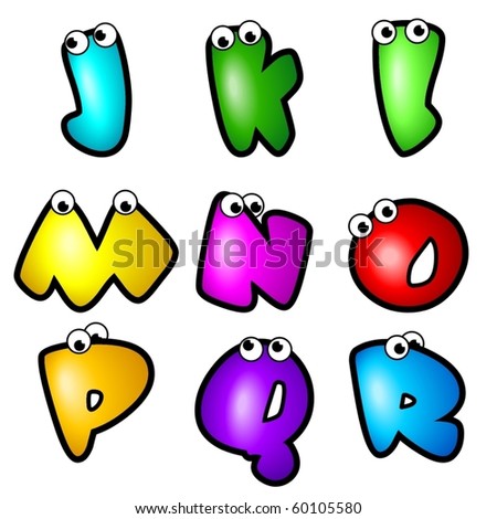 stock vector : A set of cartoon font type, letter J to R