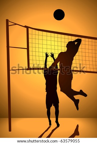 Silhouette illustration of people playing volley ball