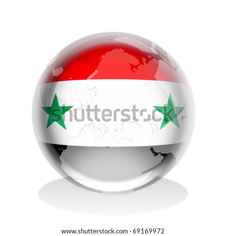 Syria flag with world map