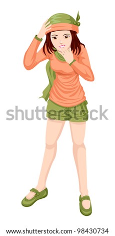 Cartoon Illustration Of A Cartoon Girl In Casual Outfit - 98430734