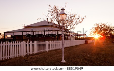 Australian country house during sunset