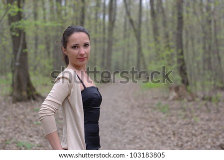 Female in the forest in spring