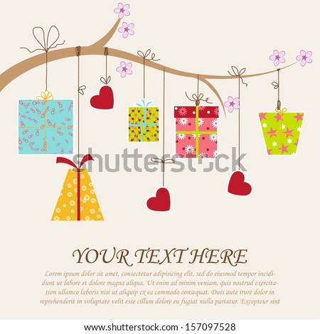 Vector card with birthday gift Vector card with birthday gift
