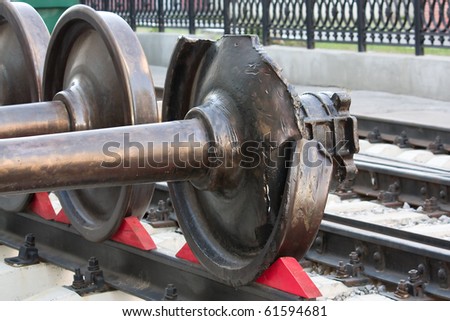 Wheel pair of an electric locomotive - after train wreck