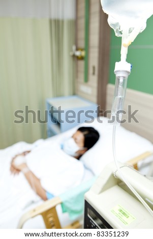 Woman patient sleeping in hospital bed