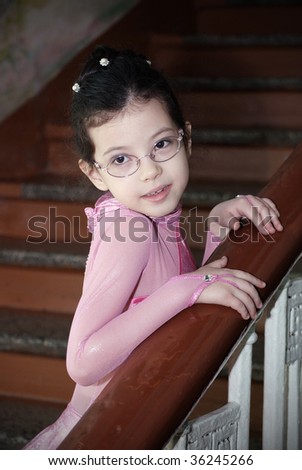 Portrait of little girl in dance dress