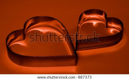 heart shapes (pastry cutters) with a  deep amber  hue