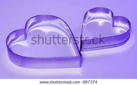 heart shapes (pastry cutters) with a vibrant lilac hue